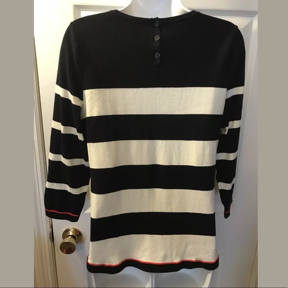 TALBOTS Nautical Striped Sweater Red Blue Ivory - Picture 4 of 8